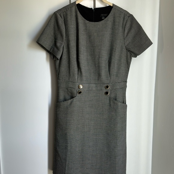 Ann Taylor black and white day cocktail party office dress size 2 small - Picture 1 of 4